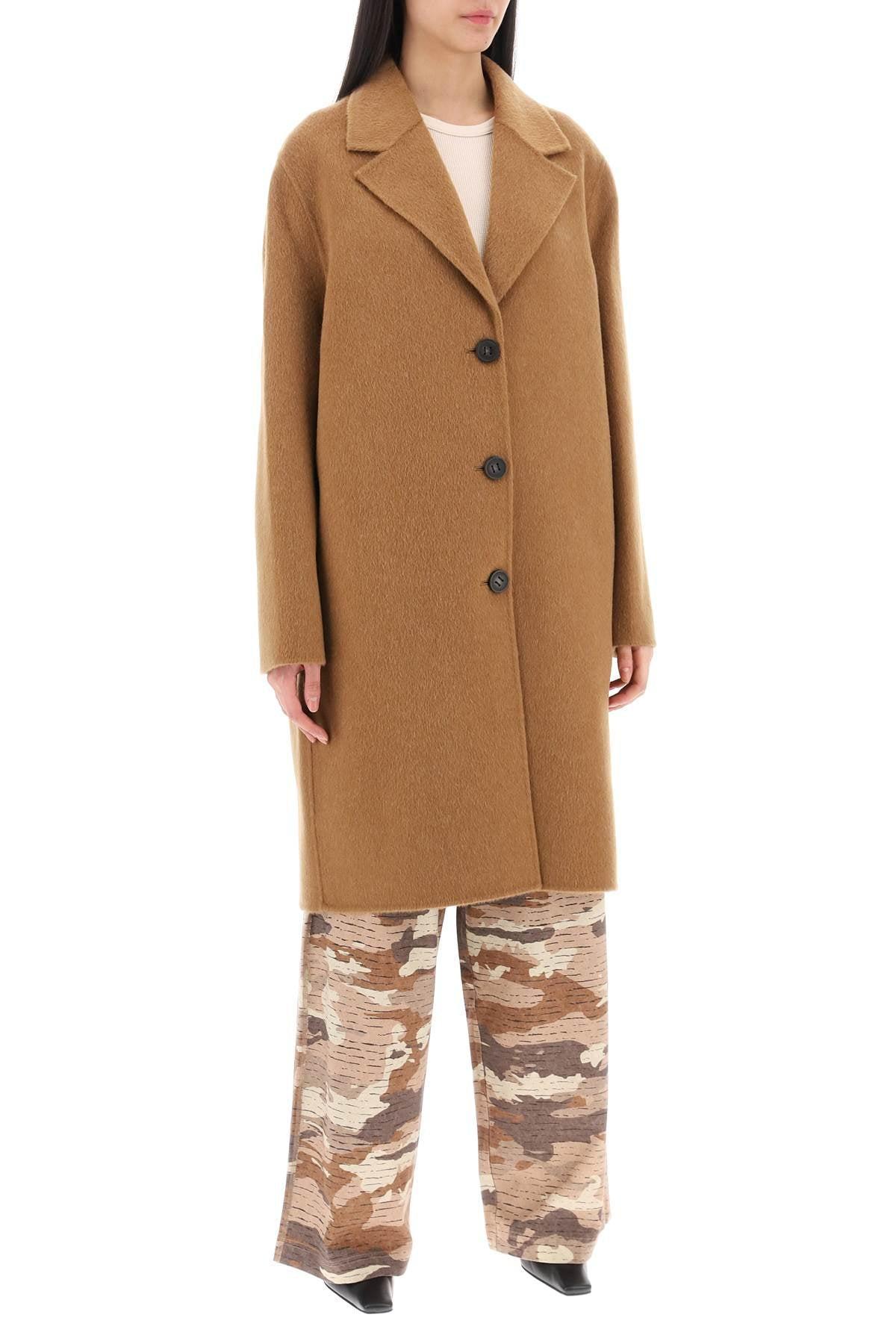 ACNE STUDIOS Midi Wool And Alpaca Coat In Brown Product Image