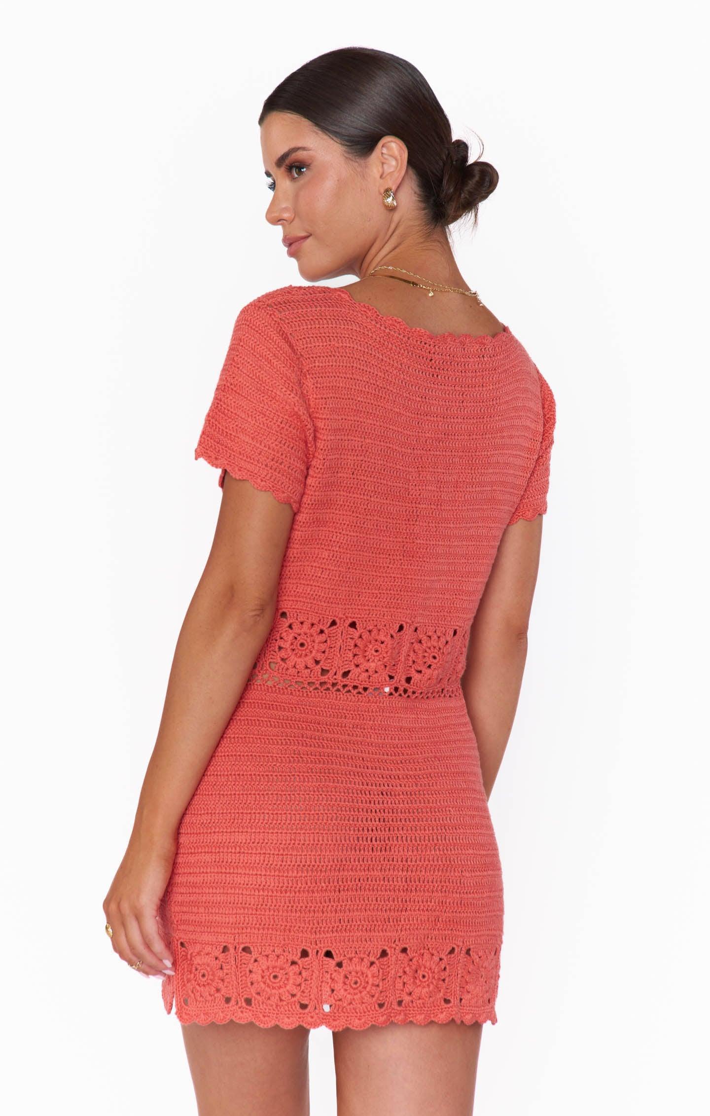 Destination Mini Dress ~ Coral Crochet Product Image