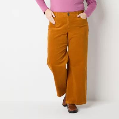 St. John's Bay Womens Mid Rise Wide Leg Corduroy Pant - Plus Product Image