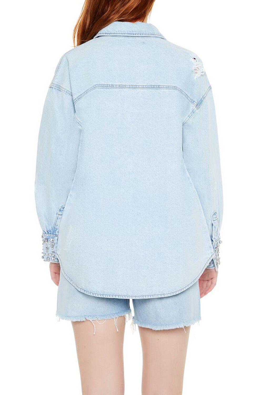 Distressed Denim Faux Gem Shirt | Forever 21 Product Image