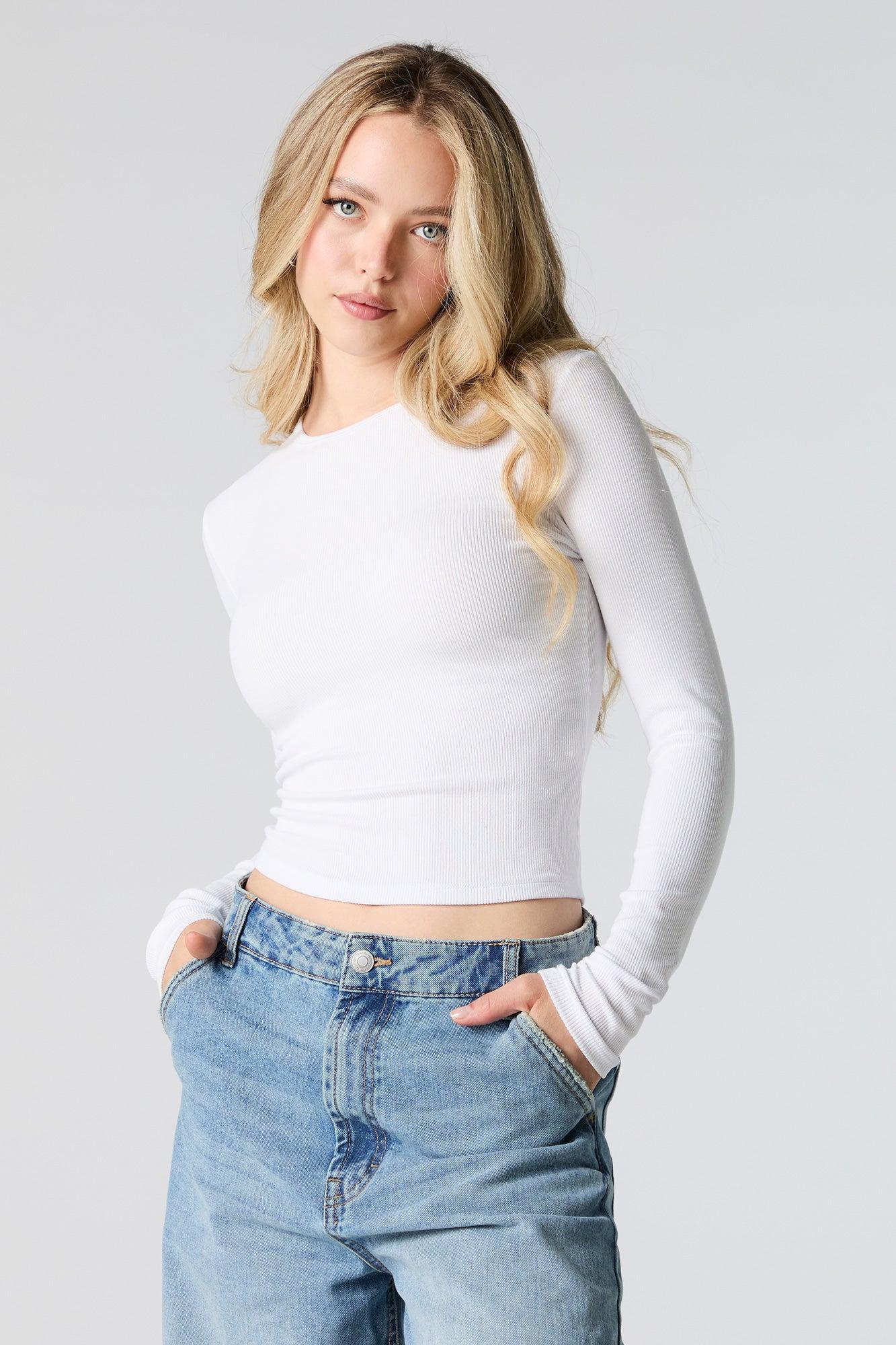 Ribbed Crewneck Long Sleeve Top Female product image