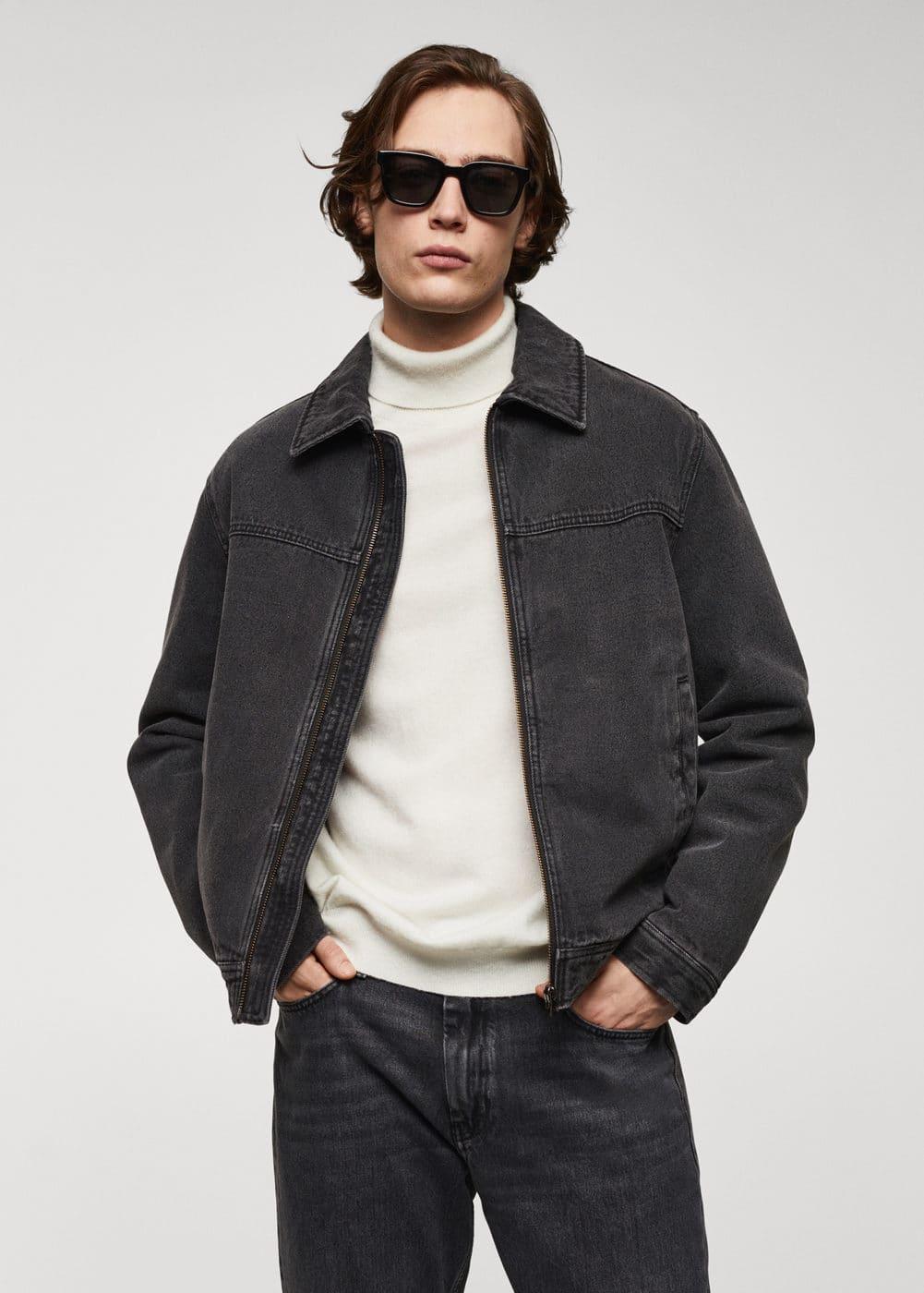 MANGO MAN - Faux shearling-lined denim jacket black denimMen Product Image