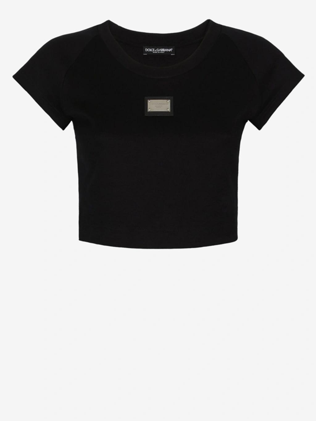 Logo-plaque Cropped T-shirt In Black Product Image