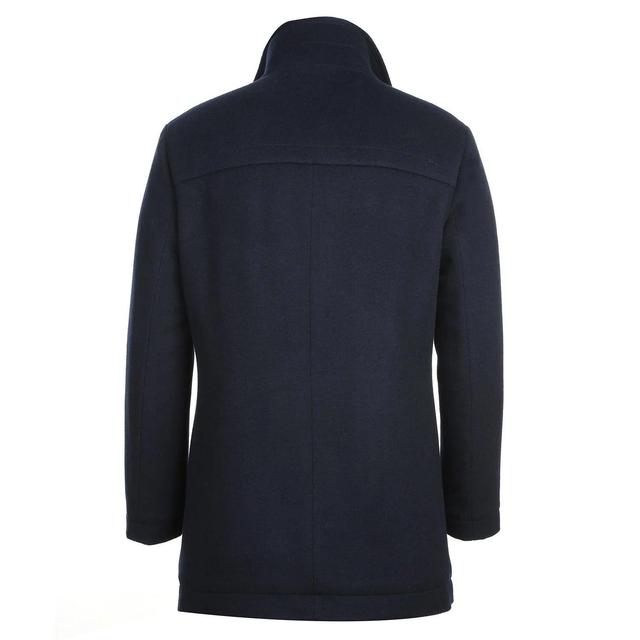 (40R) Navy Slim Fit Wool Blend Short Coat with Detachable Full Zipper Product Image