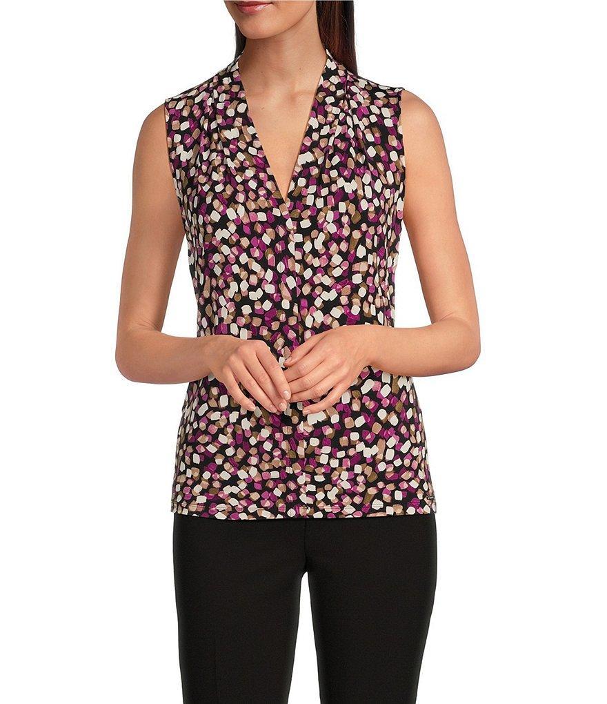 Calvin Klein Abstract Printed V-Neck Sleeveless Top Product Image