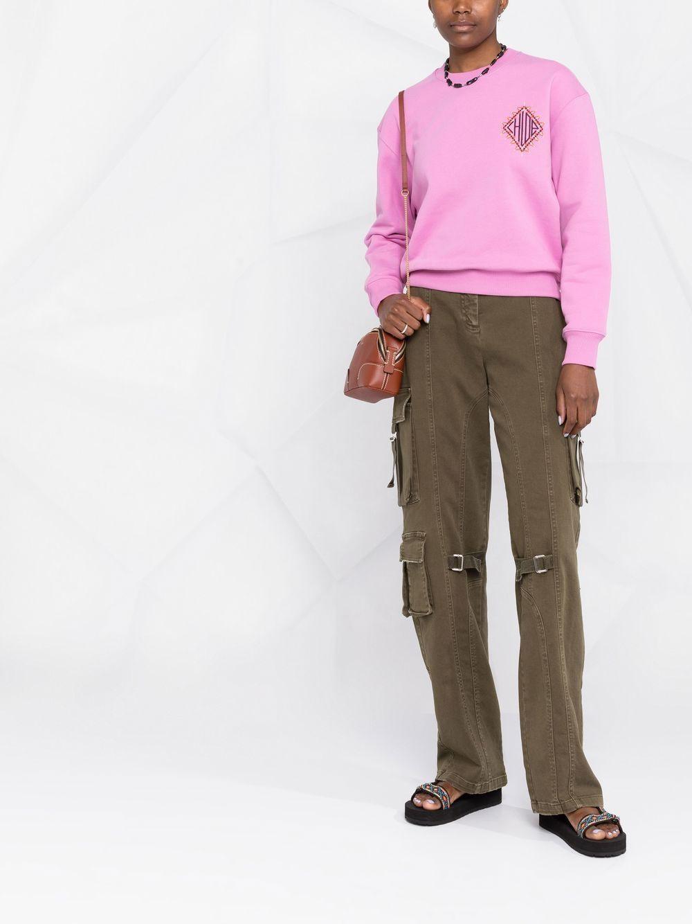 Cotton Sweatshirt With Cotton Fleece Logo In Pink Product Image