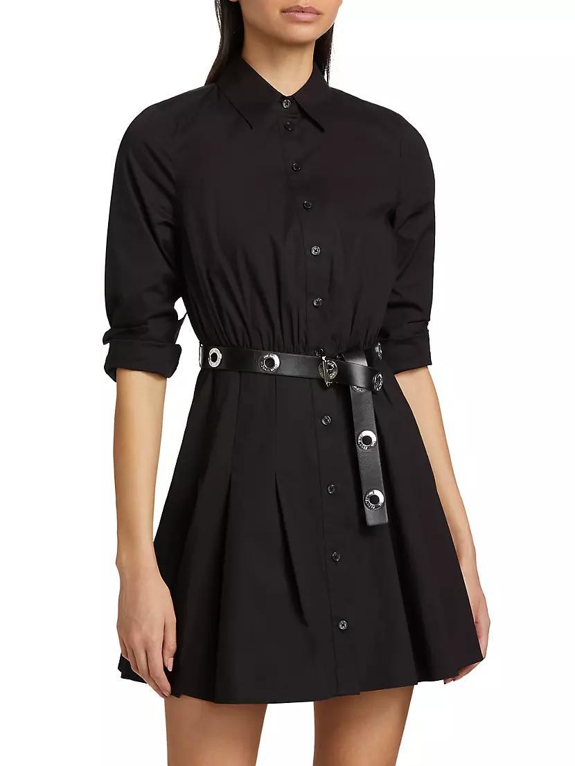 Stretch-Cotton Poplin Belted Mini-Shirtdress Product Image