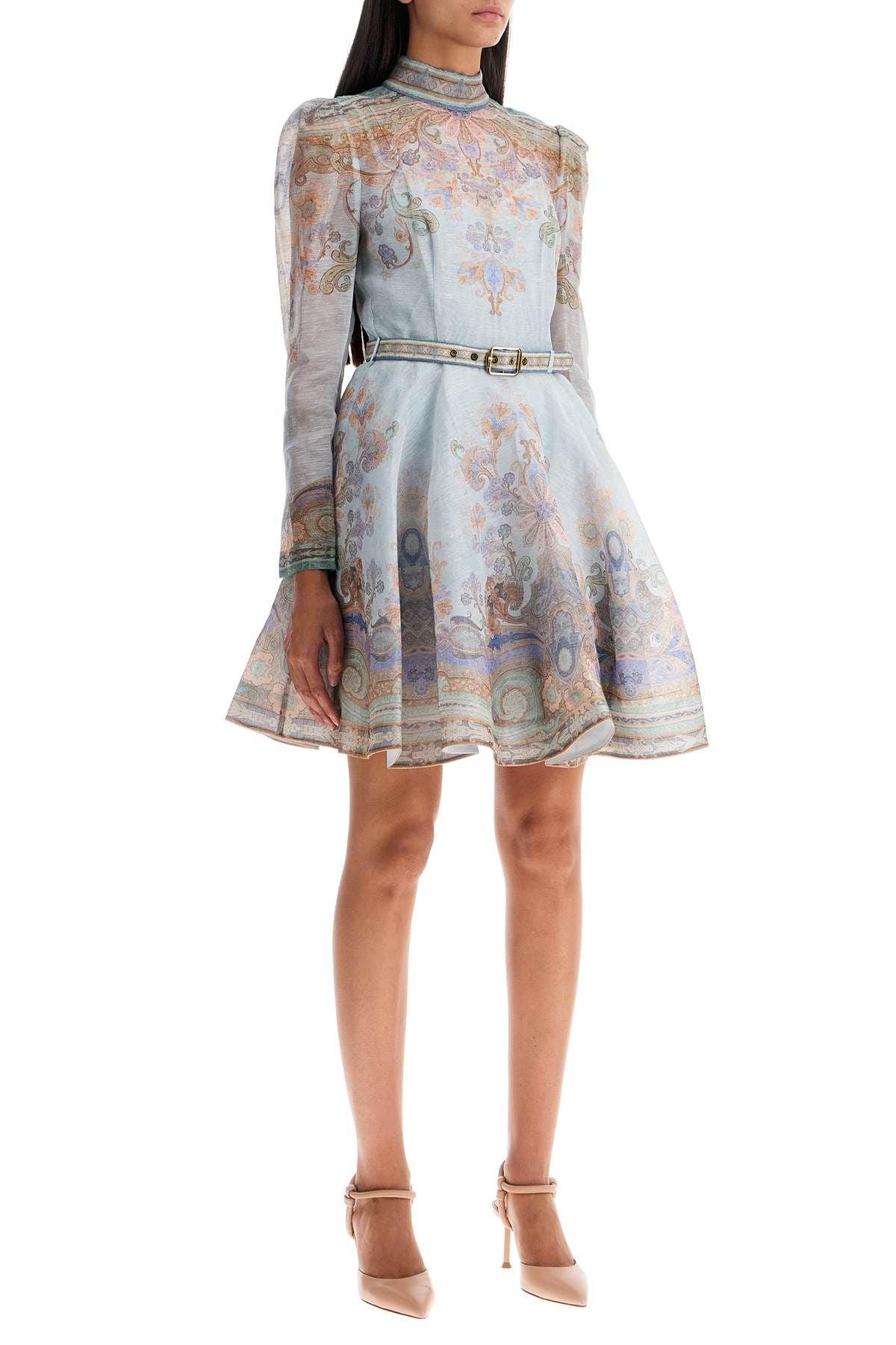 ZIMMERMANN Eden Belted Flower-and-paisley-print Linen And In Blue Product Image