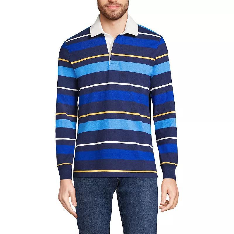 Lands End Mens Long Sleeve Stripe Rugby Shirt - Ivory Product Image