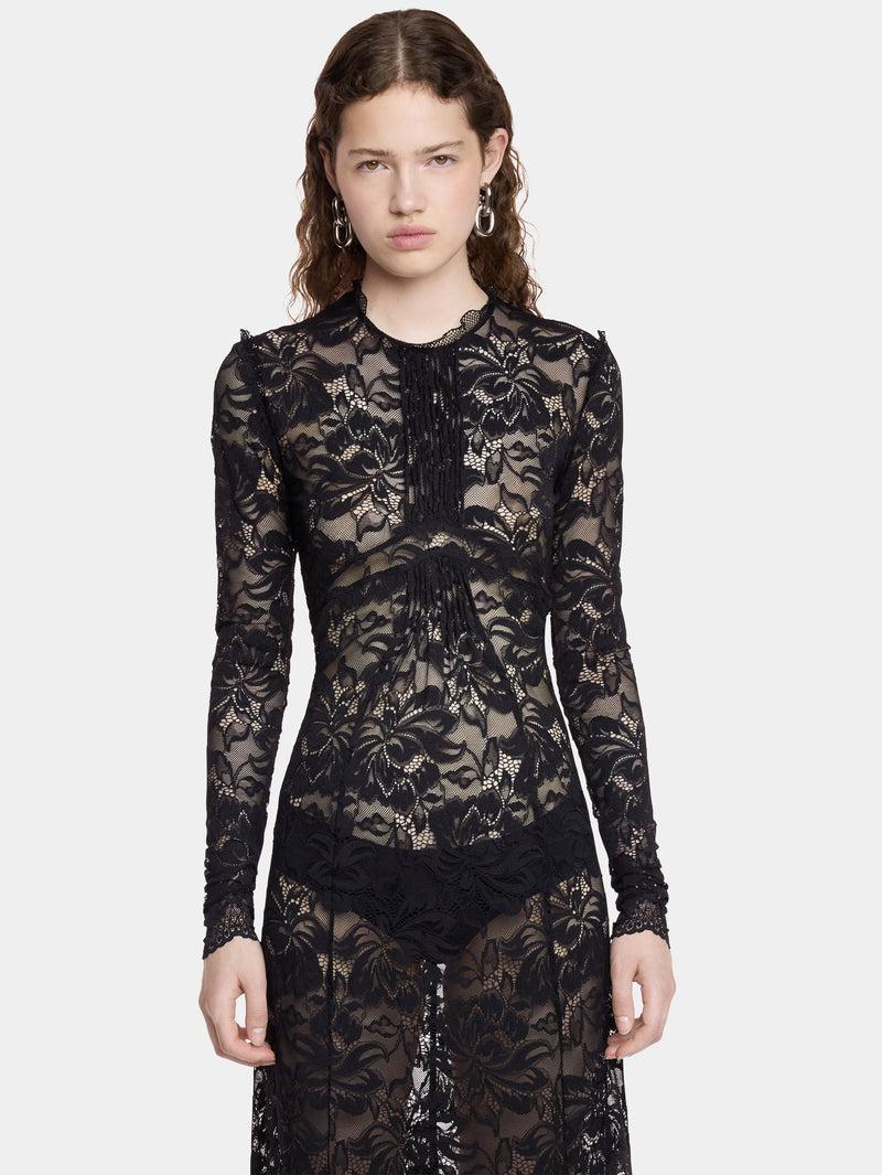 BLACK LONG DRESS IN LACE Product Image