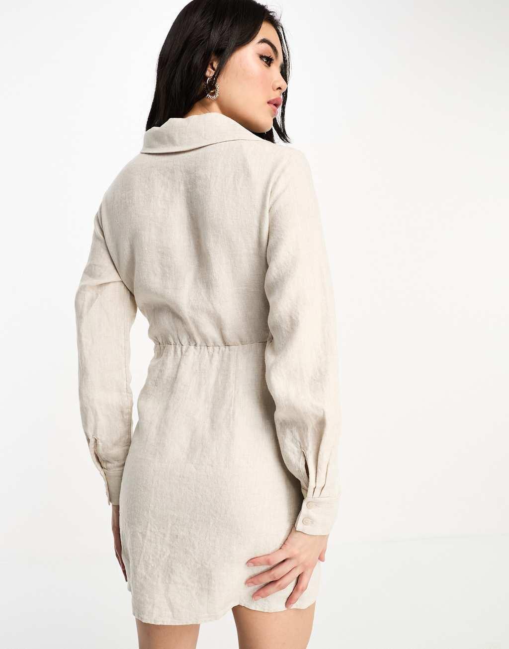 & Other Stories linen twist front mini shirt dress Product Image