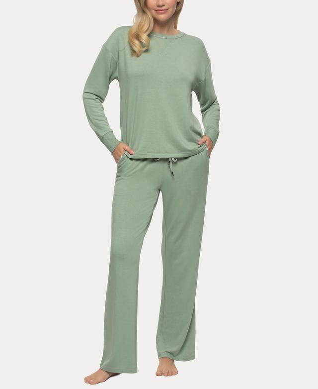 Felina Womens Aria Long Sleeve Crewneck and Pant Lounge Set Product Image