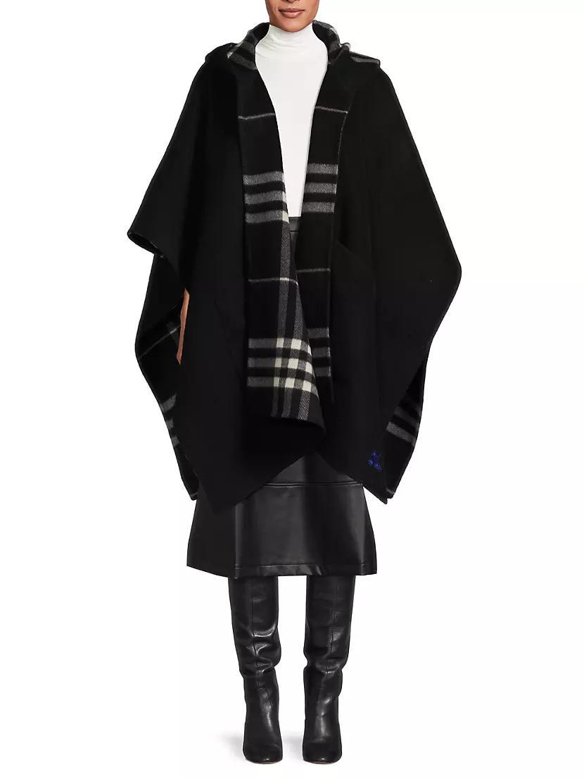 Check Hooded Cashmere Cape Product Image