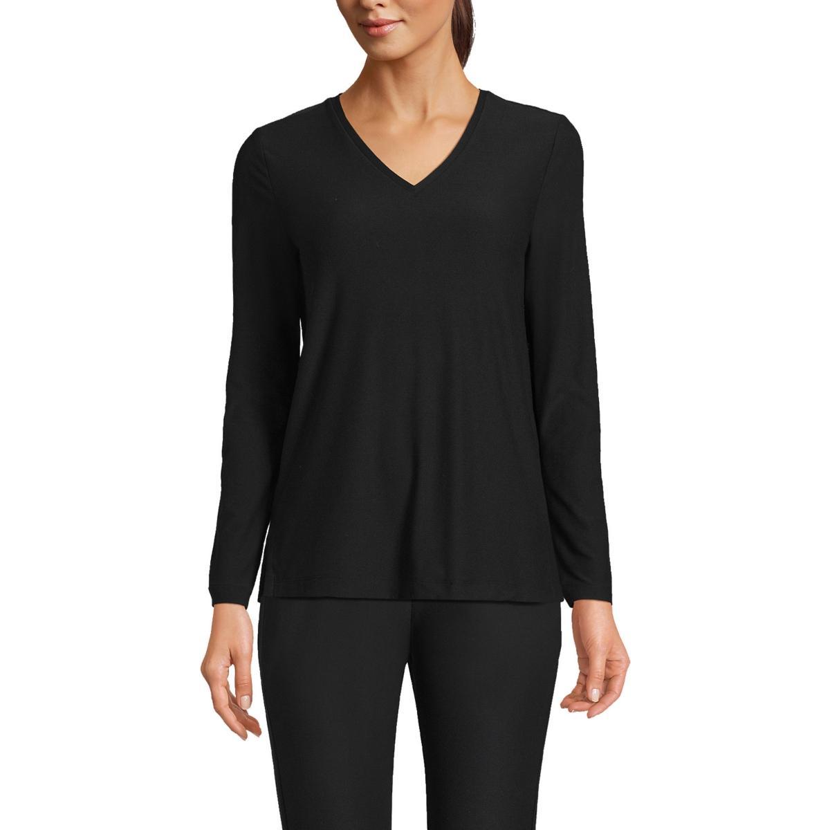 Lands End Womens Long Sleeve Performance V-Neck Top Product Image