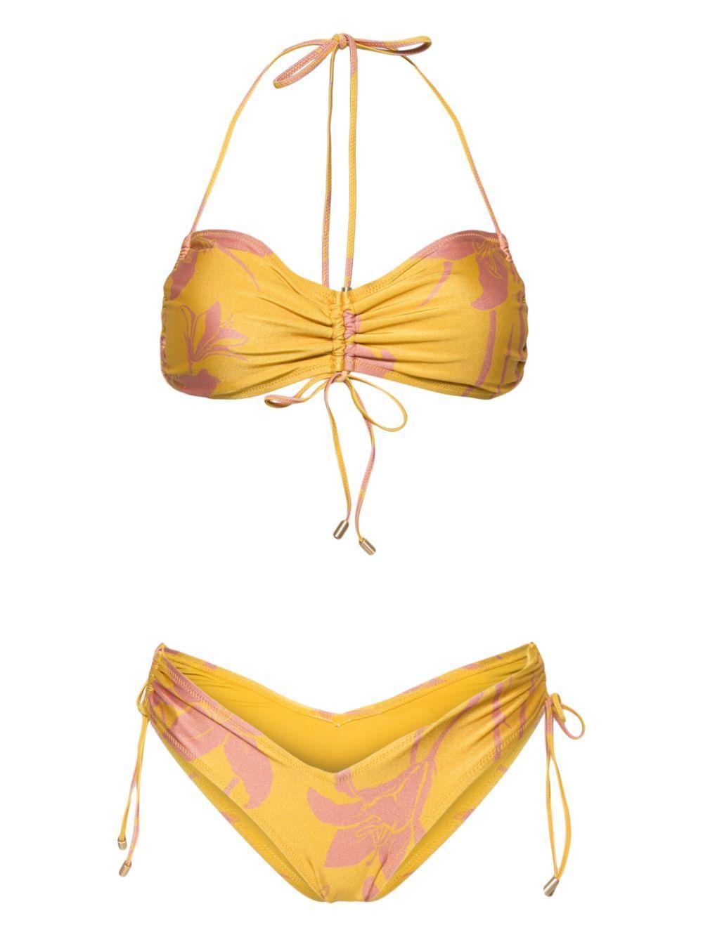 ZIMMERMANN Acadian Ruched-side Bikini Set In Yellow Product Image