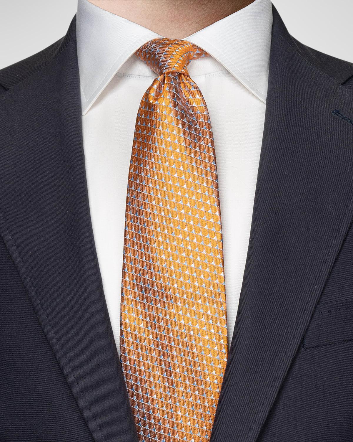 Men's Triangle-Print Silk Tie Product Image