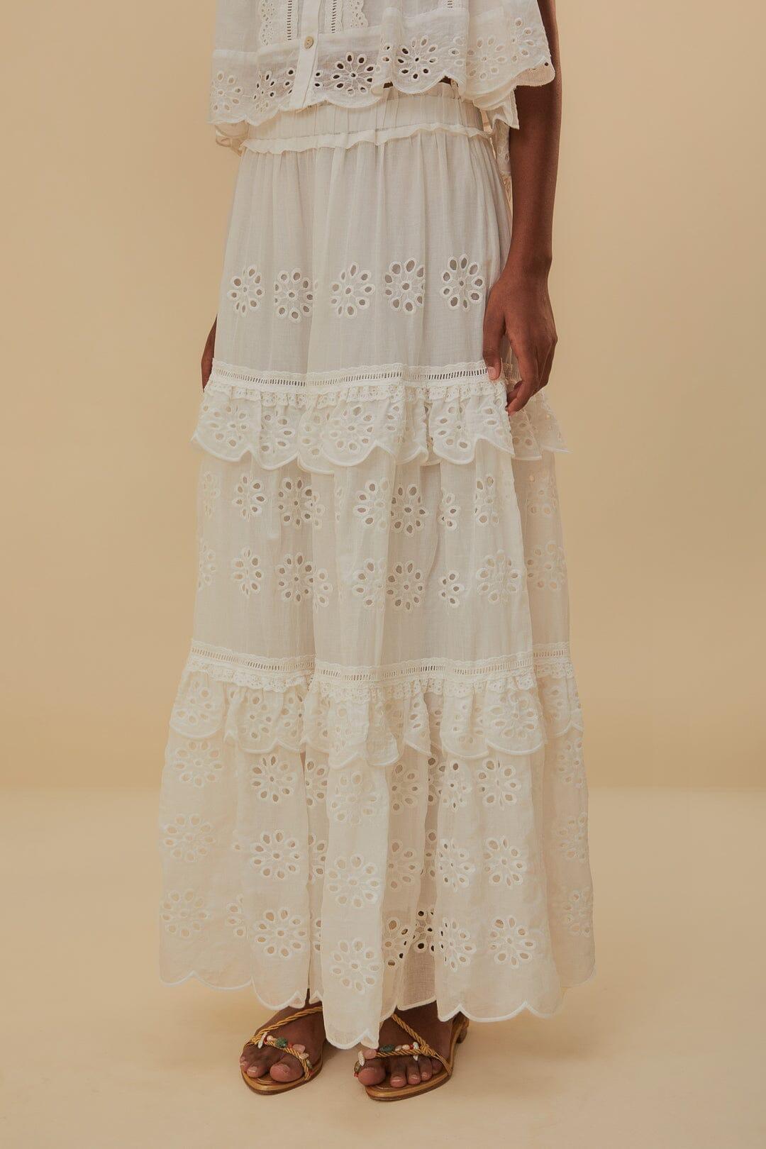 Off-White Low Waist Organic Cotton Maxi Skirt Product Image