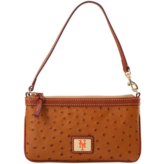 Dooney & Bourke Womens MLB Mets Large Slim Coated Cotton Wristlet in Caramel Product Image