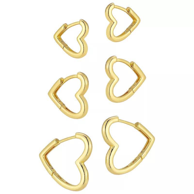 Heart Tri Earring Set, Womens, Gold Tone Product Image