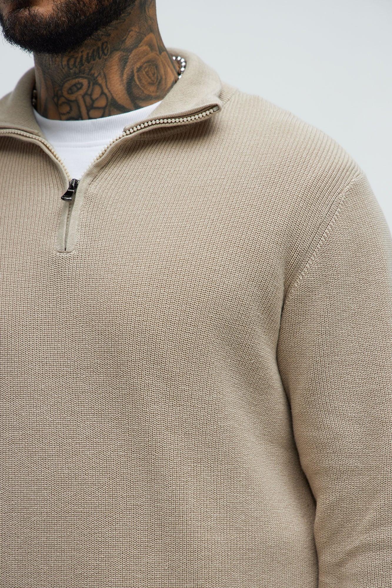 Shawn Quarter Zip Sweater - Tan Product Image