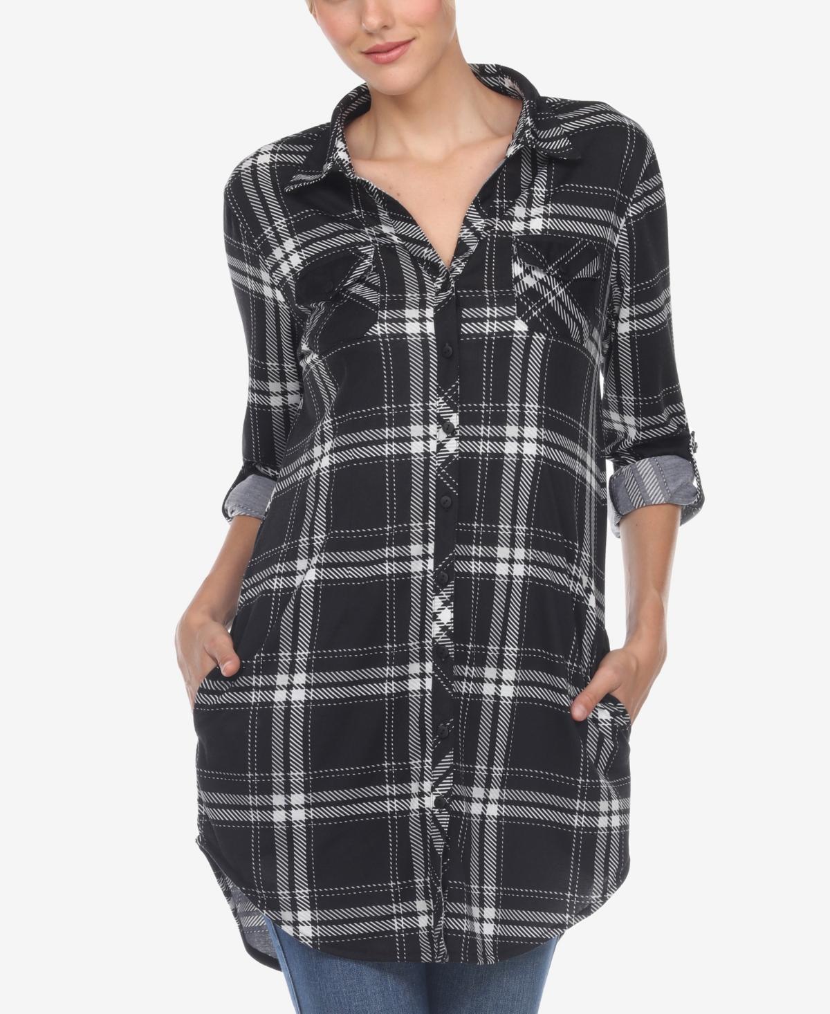 Womens White Mark Plaid Tunic Top Blue Product Image