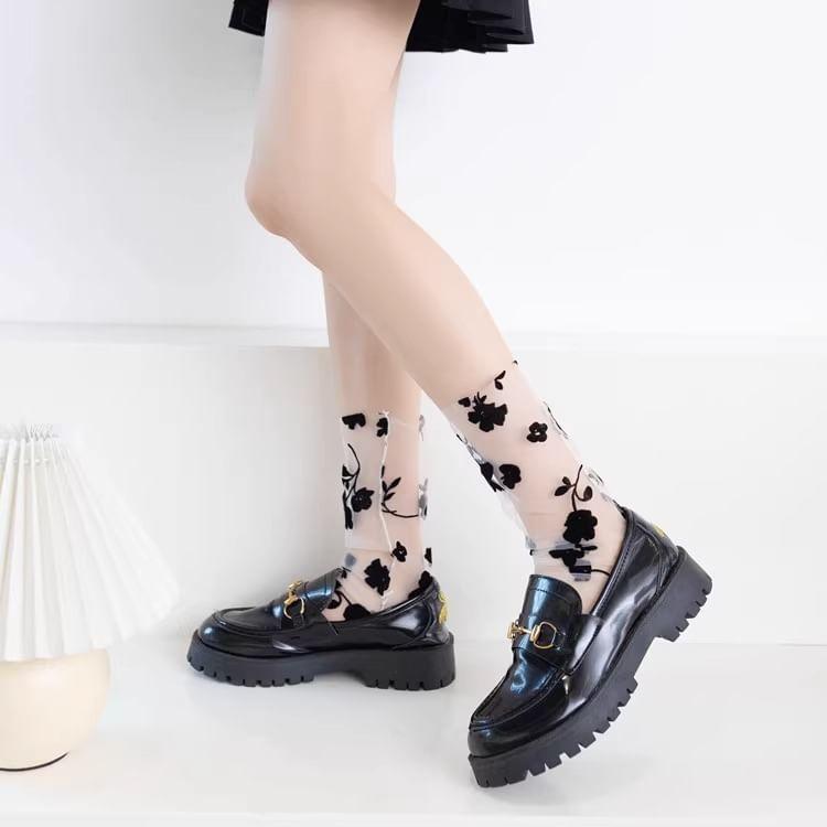 Floral Jacquard Mesh Socks Product Image