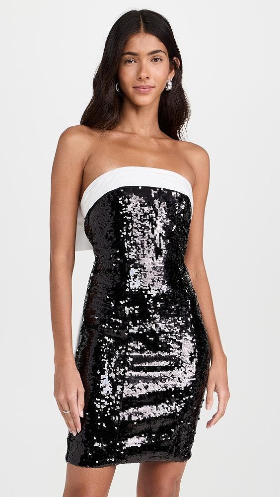 alice + olivia Sibella Sequin Strapless Draped Bow Mini Dress | Shopbop Product Image