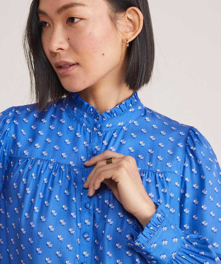 Silk Twill Ruffle Collar Popover Product Image