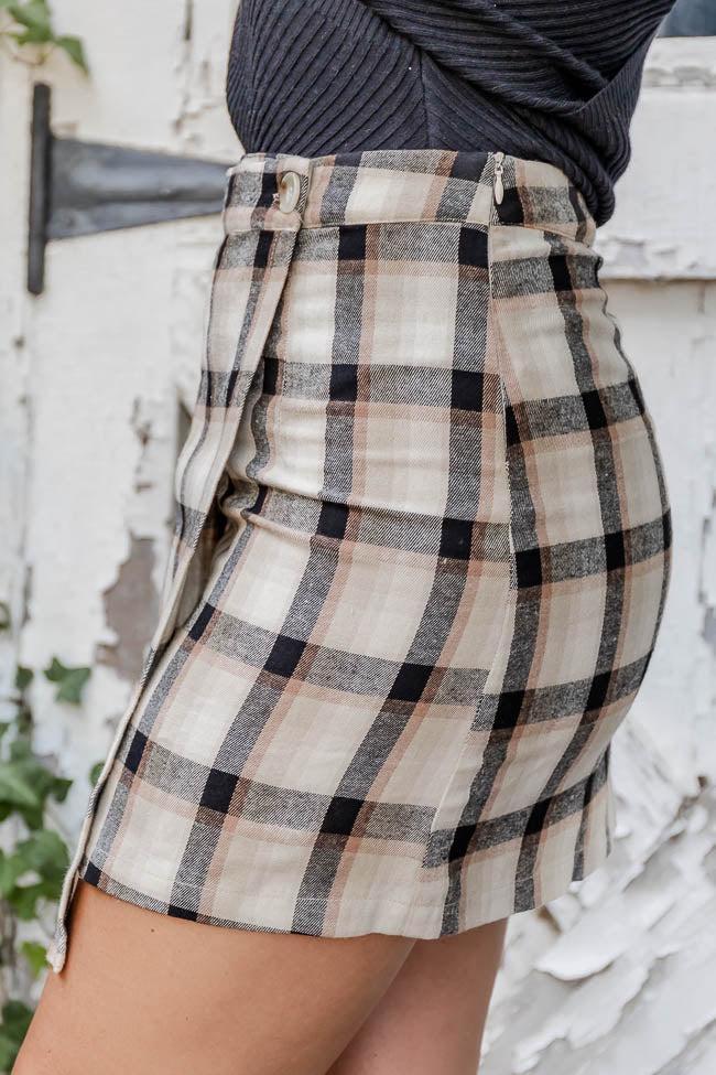 Something Just Like This Tan Plaid Skort FINAL SALE Product Image