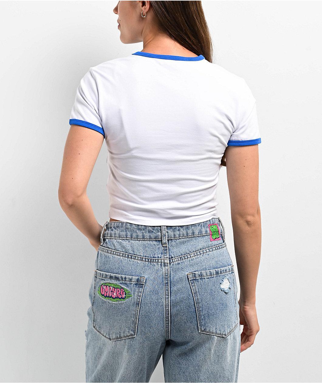 RIPNDIP Los White & Blue Crop Ringer T-Shirt Product Image