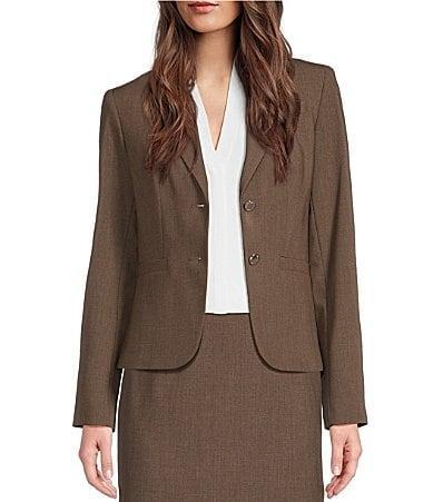 Calvin Klein Luxe Stretch 2 Button Notch Lapel Long Sleeve Blazer Product Image