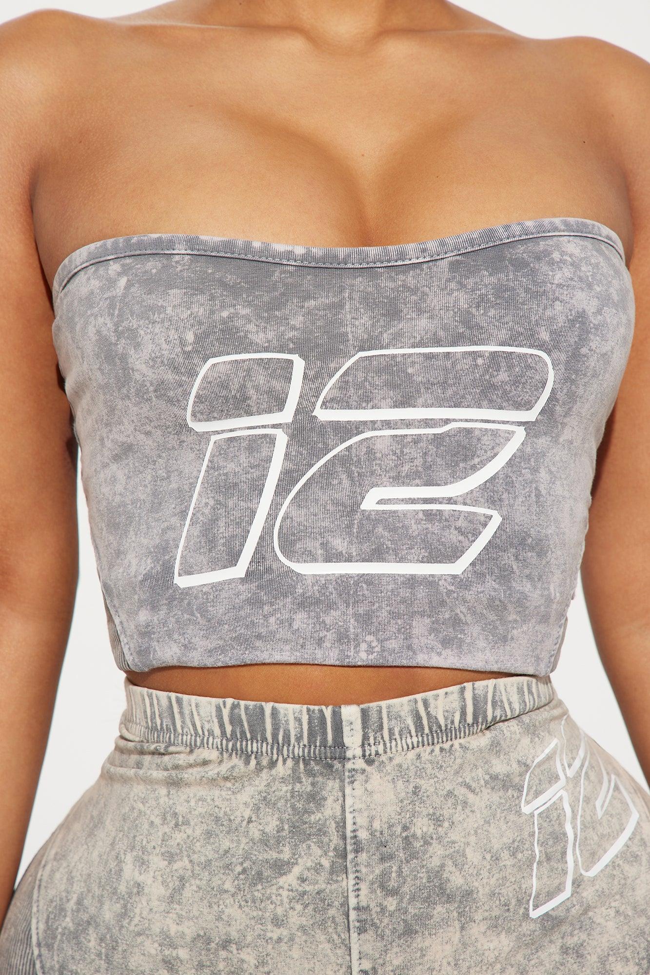 Devon Washed Tube Top - Grey/combo Product Image