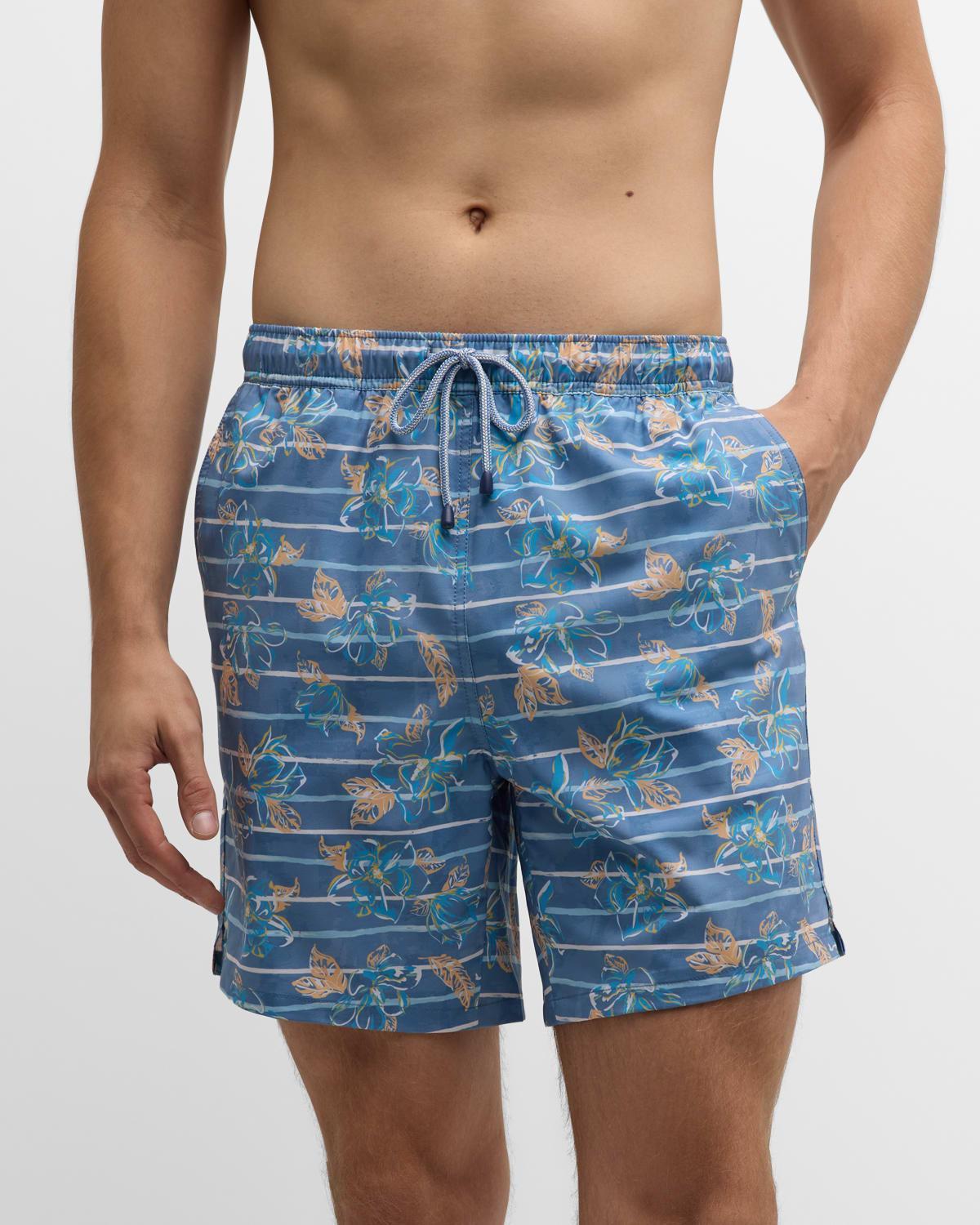 Mens Surfs Up Stripe Swim Trunks Product Image