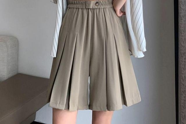 High Waist Plain Wide Leg Dress Shorts Product Image