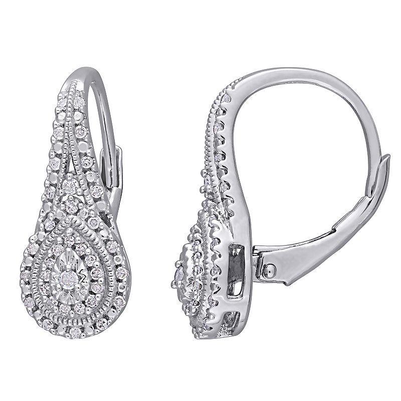 Stella Grace Sterling Silver 1/4 Carat T.W. Diamond Leverback Earrings, Womens Product Image