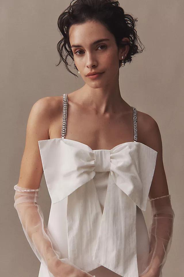 BHLDN Crystal-Strap Bow-Front Crepe Mini Dress Product Image