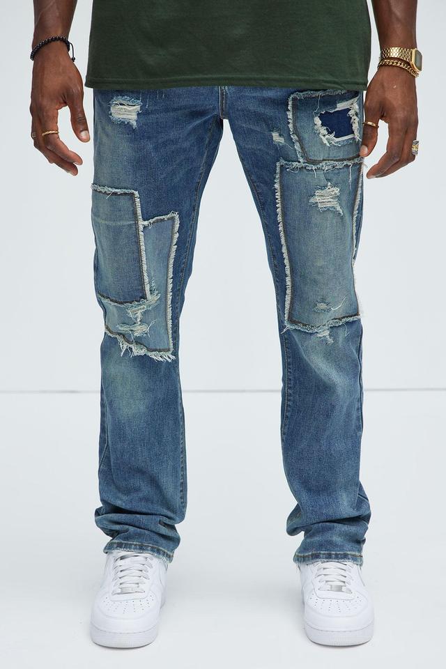 Just Step Patch Straight Jeans - Indigo Product Image