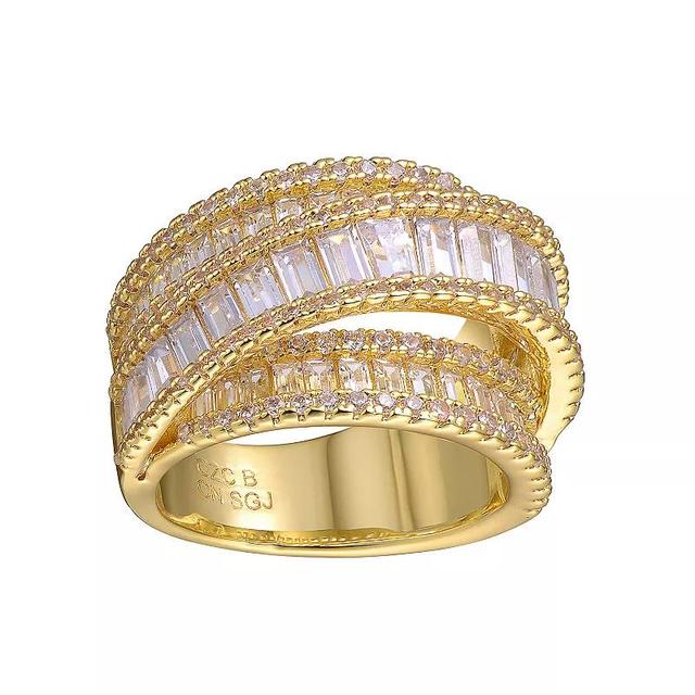 Cubic Zirconia Crossover Channel Ring, Womens Gold Tone Product Image