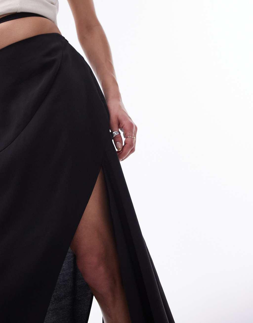 Topshop Handkerchief Hem Asymmetric Skirt in black Product Image