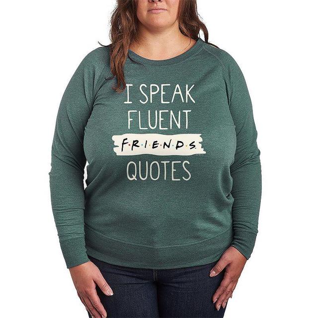 Plus Size Friends Speak Fluent Quotes Graphic Tee, Womens Grey Indigo Product Image