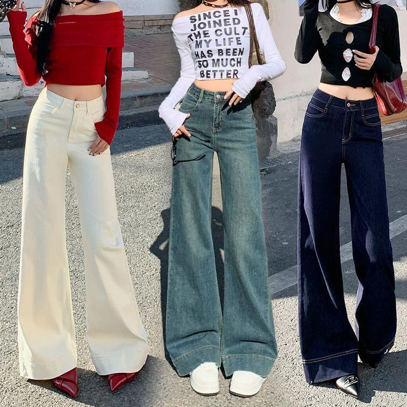 High Rise Wide Leg Jeans (Various Designs) Product Image