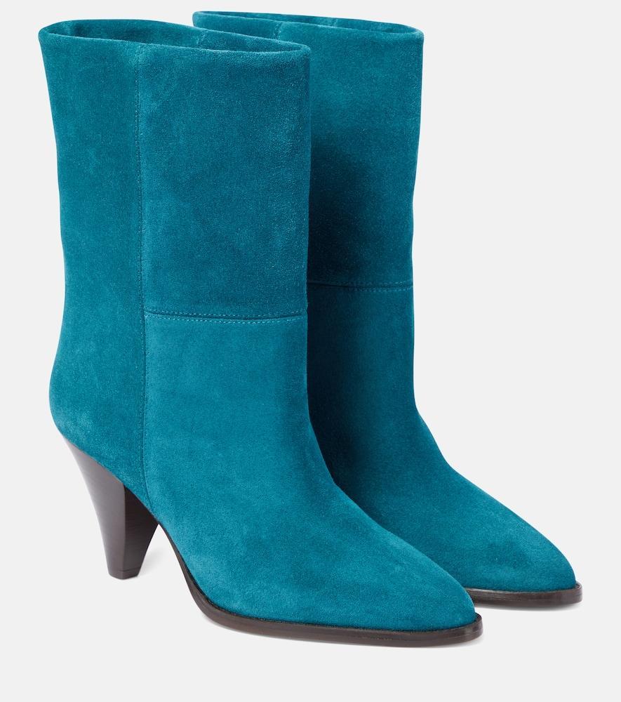 ISABEL MARANT Rouxa Suede Ankle Booties In Petroleum product image