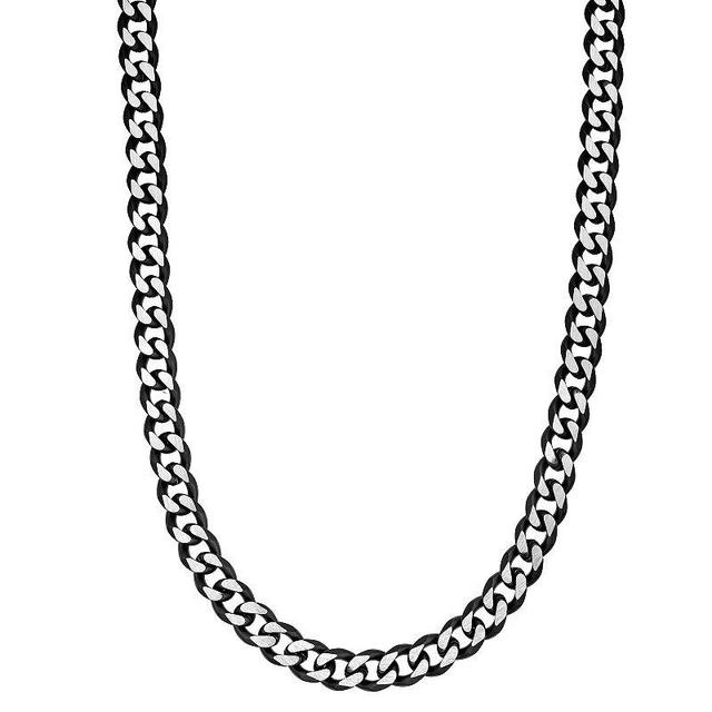 Mens LYNX Stainless Steel Curb Chain Necklace Black Tone Product Image