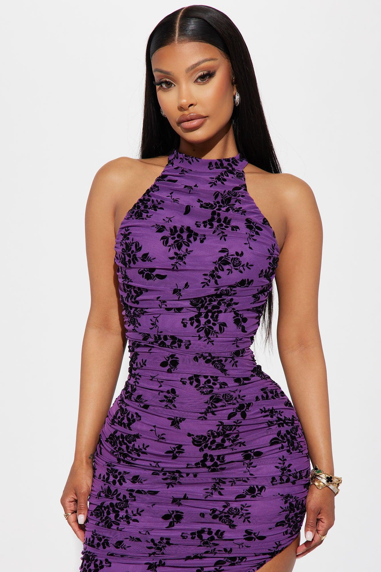 Vivian Mesh Midi Dress - Eggplant Product Image