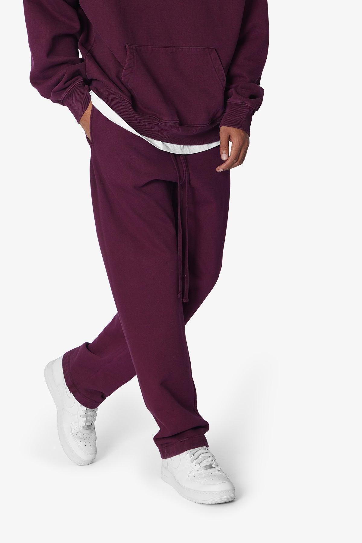 Heavy Relaxed Every Day Sweatpants - Burgundy Product Image