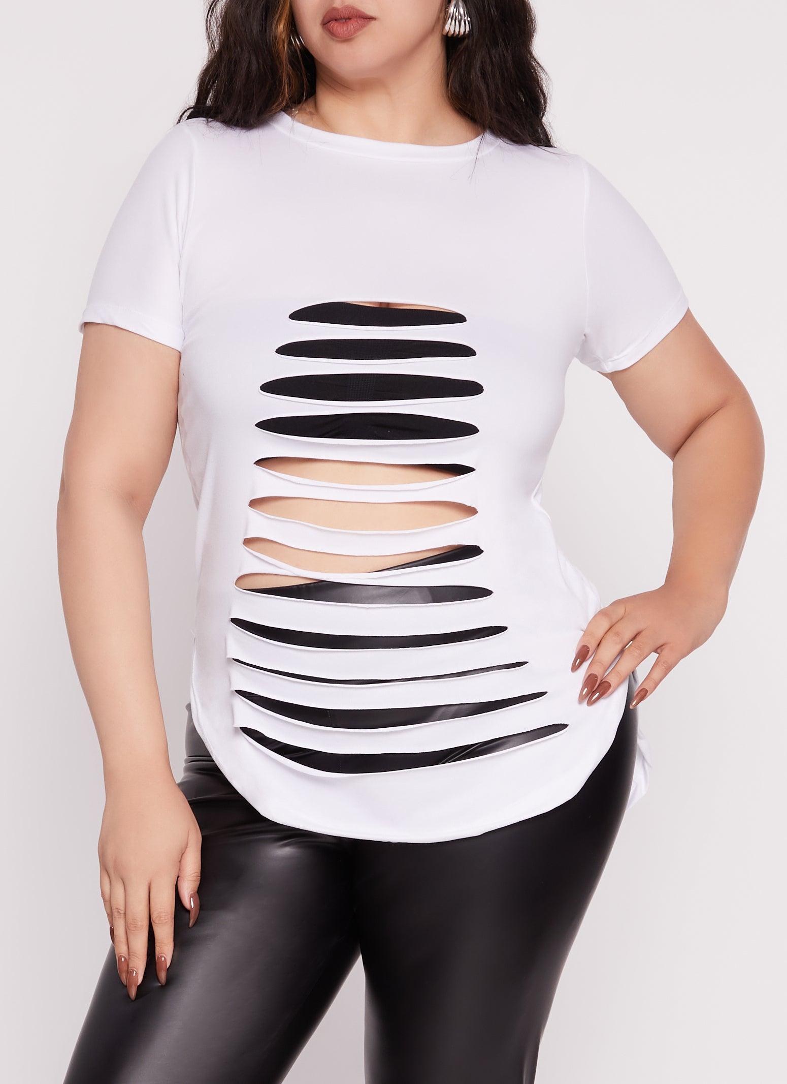 Womens Plus Size Slashed High Low Tee Product Image