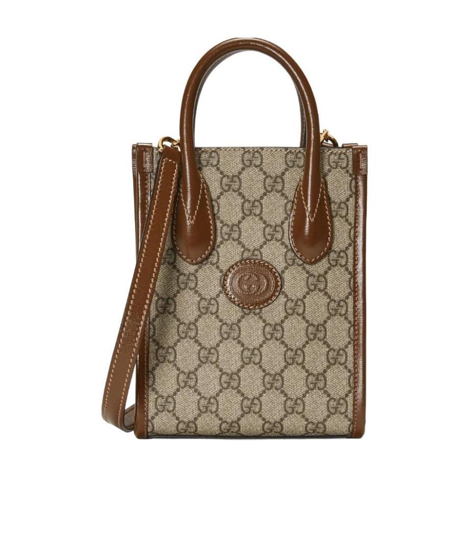 GUCCI Mini Gg-canvas And Leather Tote Bag In Brown Sugar Product Image