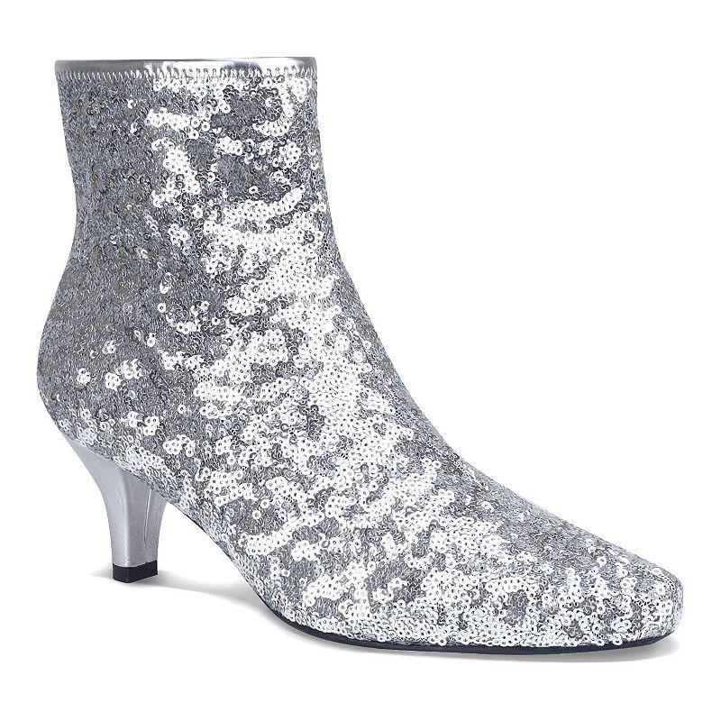 Impo Womens Naja Sequin Stretch Dress Booties - Silver- Fabric Product Image