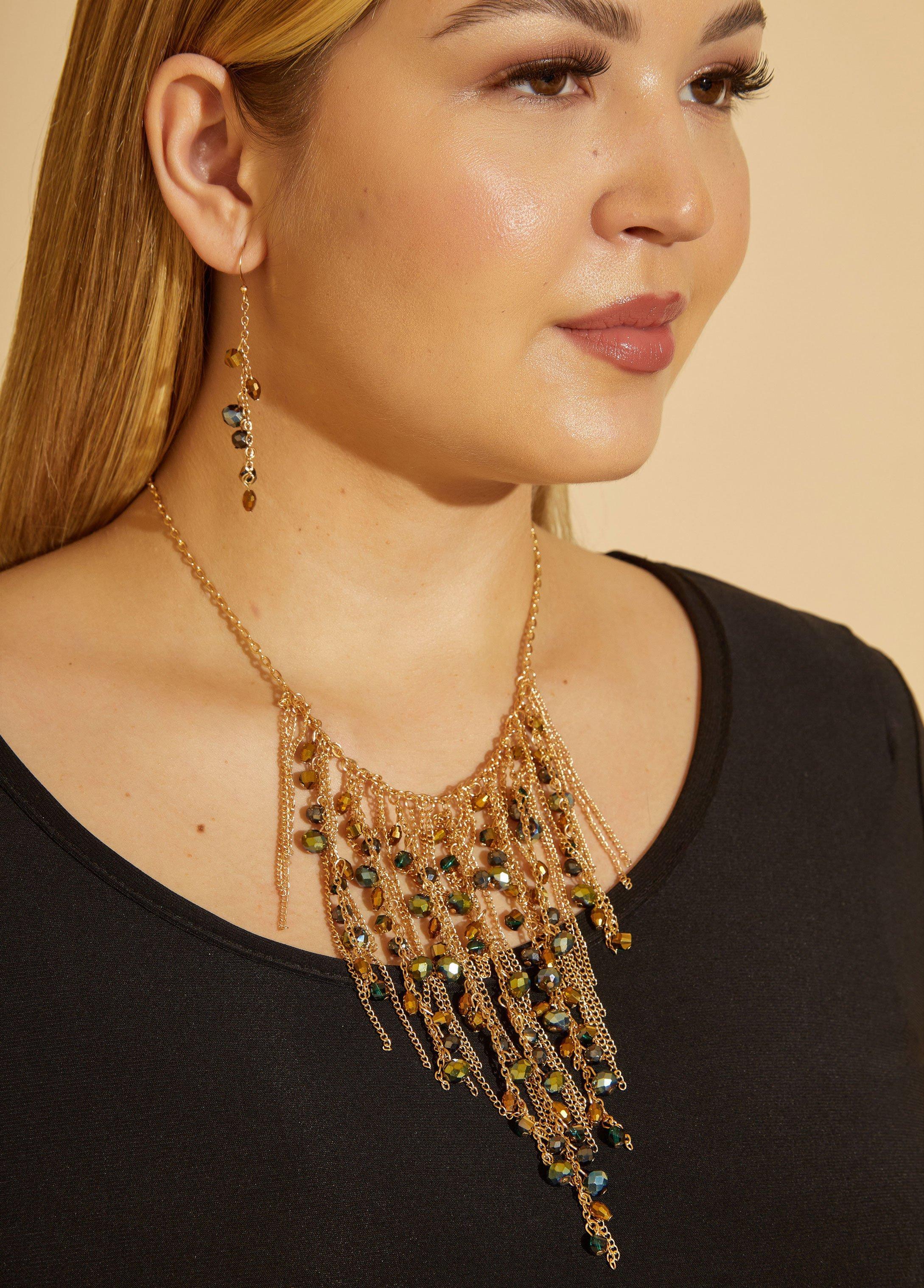 Fringed Beaded Necklace Set Product Image