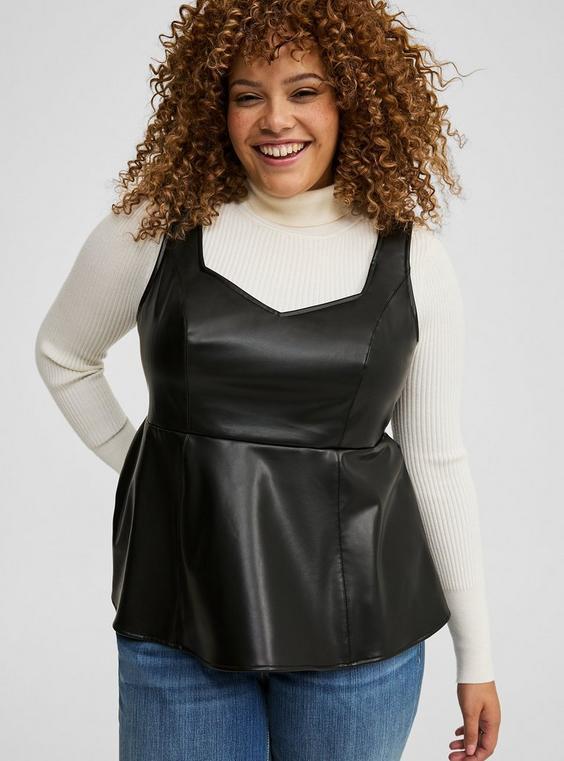 Faux Leather Peplum Top product image